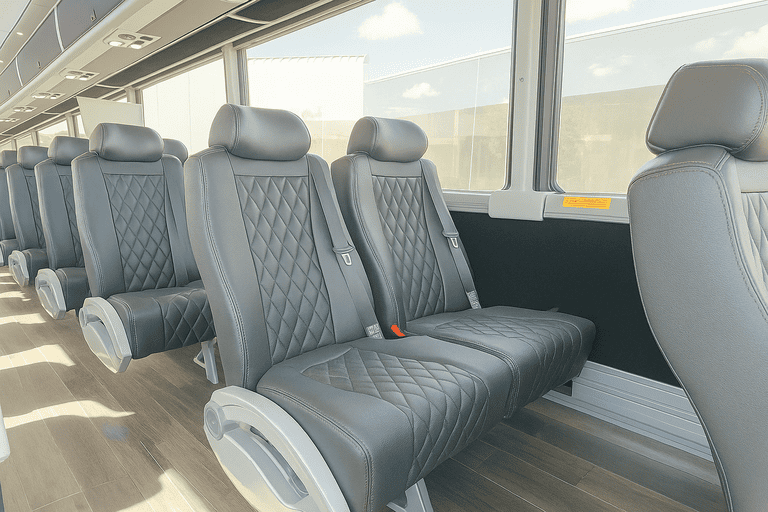 interior of Pittsburg Coach Bus Service charter bus